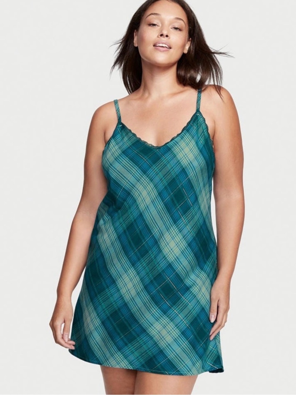 Victorias Secret Green Blue Paid Slip Dress Women’s Size Small